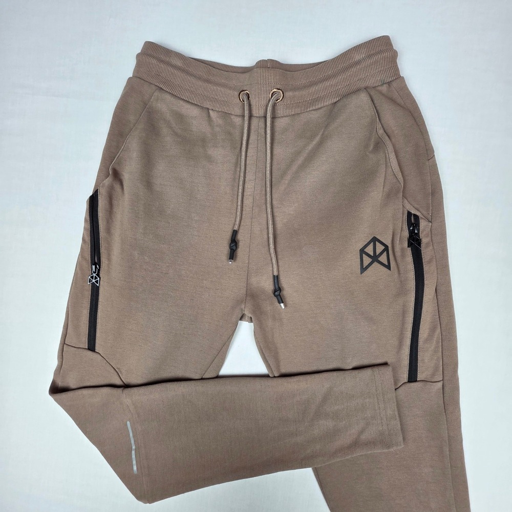 RawGear Joggers Sweatpants Mens Large Brown Zipper Pockets Cotton Blend